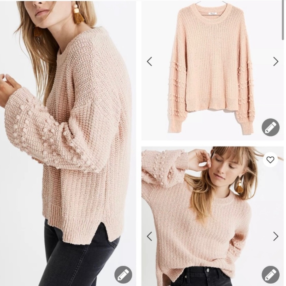 Madewell pink bobble pullover sweater
